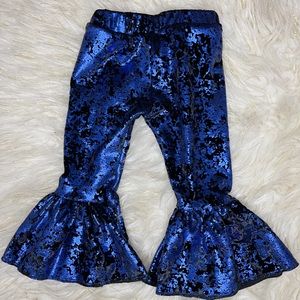 Royal Gunmetal Velvet Bell Bottoms Nb/6 Month